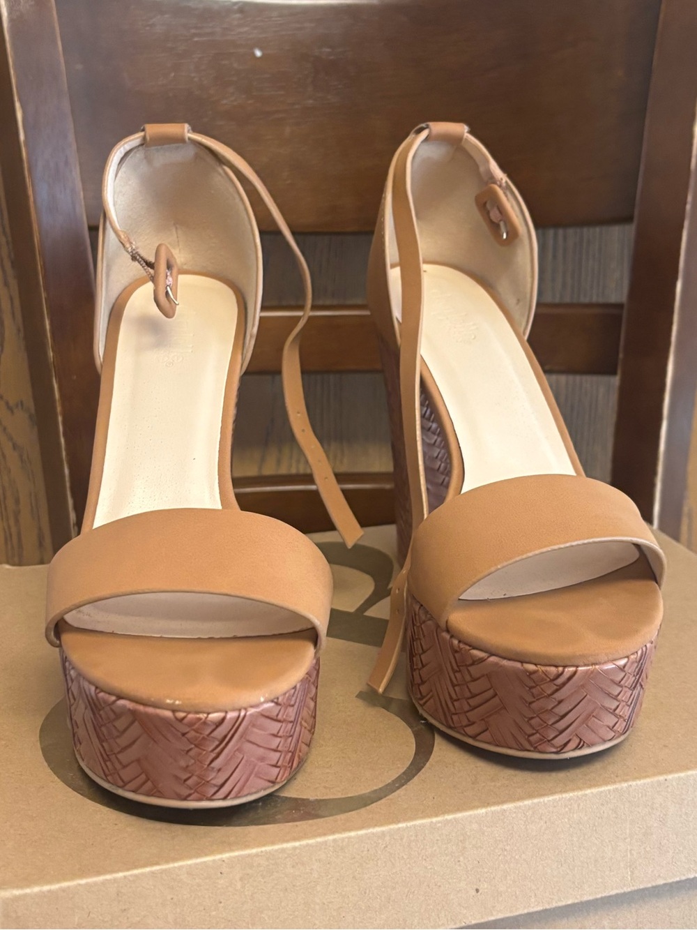 Women's Tan Platform Ankle-Strap Sandals